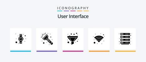 paquete de iconos de glifo 5 de interfaz de usuario que incluye . clasificar. servidor. hospedaje diseño de iconos creativos vector