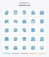 día de san valentín creativo 25 paquete de iconos azules como sofá. restaurante. amar. amar. rosa vector