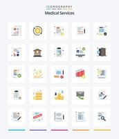 Creative Medical Services 25 Flat icon pack  Such As medical. doctor. file. medical. health vector