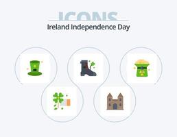 Ireland Independence Day Flat Icon Pack 5 Icon Design. hat. coin. drink. clover. boot vector