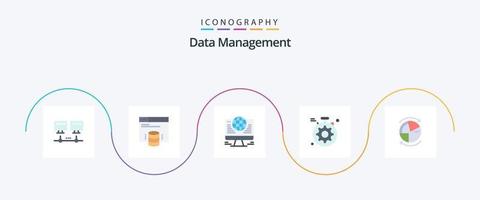 Data Management Flat 5 Icon Pack Including graph. data. connection. gear vector