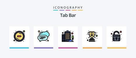 Tab Bar Line Filled 5 Icon Pack Including . upload. trophy. up. navigational. Creative Icons Design vector