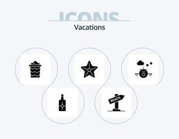 Vacations Glyph Icon Pack 5 Icon Design. star . beach . vacation. summer vector