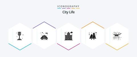 paquete de iconos de 25 glifos de la vida de la ciudad que incluye piscina. ciudad. vida. parque. ciudad vector