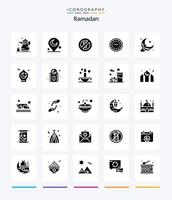 paquete creativo de iconos negros sólidos de 25 glifos de ramadán, como la cena ... musulmán. Ramadán. No beber vector