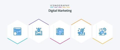 Digital Marketing 25 Blue icon pack including marketing. campaign. startup. api. setting vector