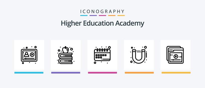 Academy Line 5 Icon Pack Including university. notes. qa. education. ruler. Creative Icons Design vector