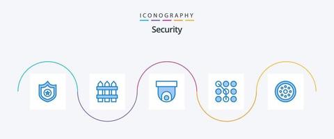 paquete de iconos azul de seguridad 5 que incluye bloqueado. seguridad. circuito cerrado de televisión contraseña. código vector