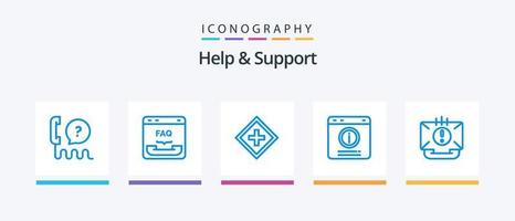 Help And Support Blue 5 Icon Pack Including chat alert. bubble. faq. support. increase. Creative Icons Design vector