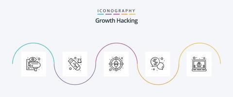 paquete de iconos de línea 5 de piratería que incluye mensaje. desarrollo. virus. código. proteccion vector