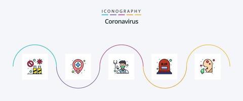 paquete de iconos de 5 planos llenos de línea de coronavirus que incluye rasgadura. tumba. médico. contar. médico vector