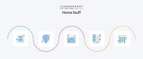 Home Stuff Blue 5 Icon Pack Including drawer. plug. electronics. electric. board vector