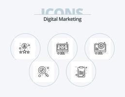 Digital Marketing Line Icon Pack 5 Icon Design. graph. discount. time. glass vector