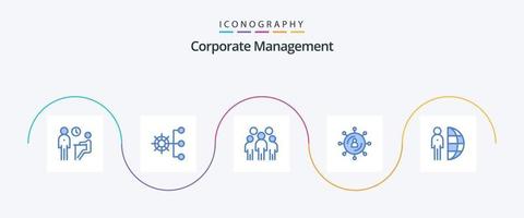 paquete de iconos azul 5 de administración corporativa que incluye medios. Internet. gestión. persona. liderazgo vector