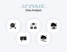 Data Analysis Glyph Icon Pack 5 Icon Design. analytics. profile. search. network. web vector