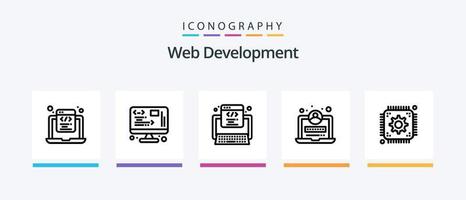 Web Development Line 5 Icon Pack Including development. storage. development. server. data. Creative Icons Design vector