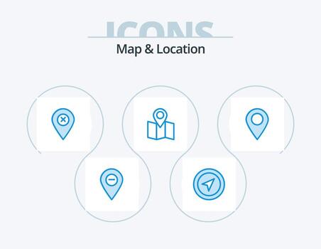 mapa y ubicación paquete de iconos azules 5 diseño de iconos. mapa. puntero. alfiler. mapa. alfiler vector