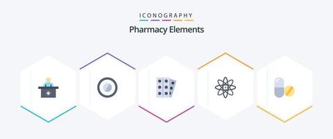 paquete de iconos planos de 25 elementos de farmacia que incluye tableta. médico. medicamento. droga. física vector