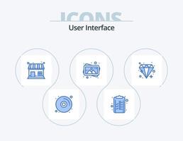 User Interface Blue Icon Pack 5 Icon Design. jewel. brilliant. market store. photo. frame vector