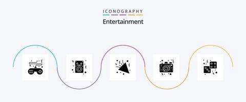 Entertainment Glyph 5 Icon Pack Including picture. photography. p. camera. decoration vector