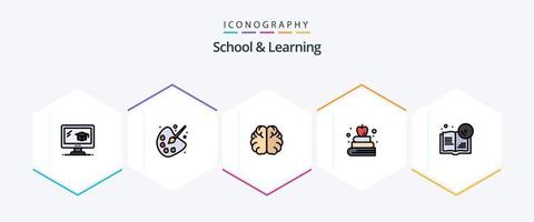 School And Learning 25 FilledLine icon pack including cd. bookmark. education. book. book vector