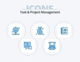 Task And Project Management Blue Icon Pack 5 Icon Design. . user. gear. contact. medal vector