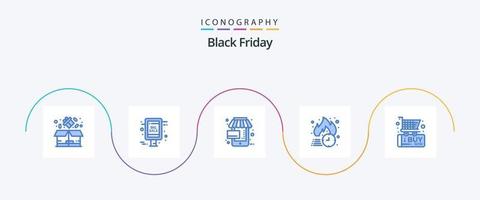 paquete de iconos black friday blue 5 que incluye black friday. caliente. venta. descuento. entrega gratis vector
