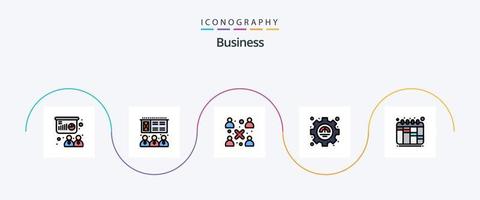 paquete de iconos de 5 planos llenos de línea de negocio que incluye flujo de trabajo. iteración. moderno. productividad. excelencia vector