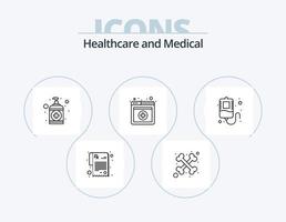 paquete de iconos de línea médica 5 diseño de iconos. . servicio. receta en línea. controlar vector