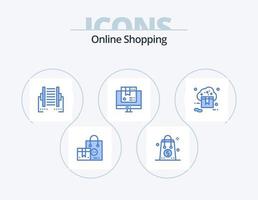 Online Shopping Blue Icon Pack 5 Icon Design. product. box. shopping. transfer. data vector