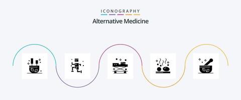 paquete de iconos de glifo 5 de medicina alternativa que incluye hospital. piedras doctor. litoterapia belleza vector