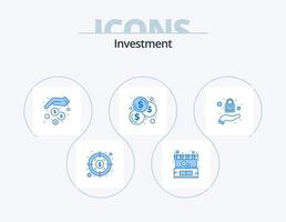 paquete de iconos azul de inversión 5 diseño de iconos. . proteccion. manos. cerrar con llave. monedas vector