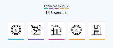 Ui Essentials Line 5 Icon Pack Including diagram. analytics. files. minus. delete. Creative Icons Design vector