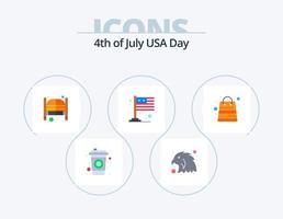 Usa Flat Icon Pack 5 Icon Design. packages. bag. saloon. usa. flag vector