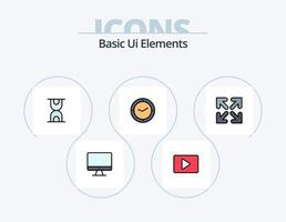 elementos básicos de la interfaz de usuario línea llena de iconos paquete 5 diseño de iconos. dirección. flecha. imagen. medios de comunicación. pausa vector