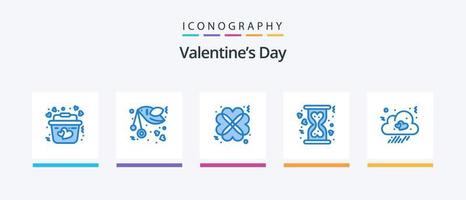 Valentines Day Blue 5 Icon Pack Including cloud. heart. romance. donation. date. Creative Icons Design vector