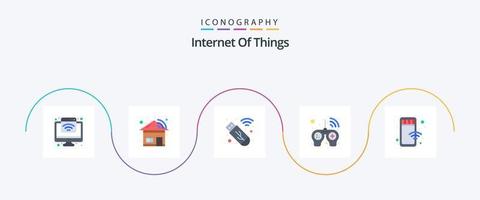 Internet Of Things Flat 5 Icon Pack Including store. online. stick. mobile. p vector