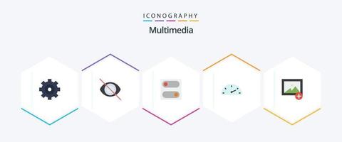 Multimedia 25 Flat icon pack including . . toggle. photo. add vector