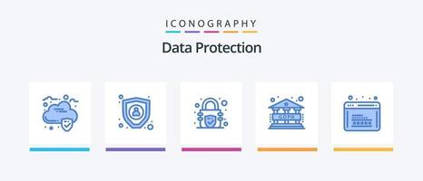 paquete de iconos azul de protección de datos 5 que incluye . web. seguridad. programación. codificación. diseño de iconos creativos vector