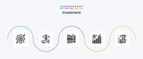 paquete de iconos de línea de inversión 5 que incluye tiempo. inversión. ingreso. inversión exitosa. inversión vector