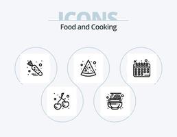 paquete de iconos de línea de alimentos 5 diseño de iconos. . espaguetis. gelatina. pasta. frambuesa vector