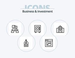 Business And Investment Line Icon Pack 5 Icon Design. setting. bulb. user. office. bag vector