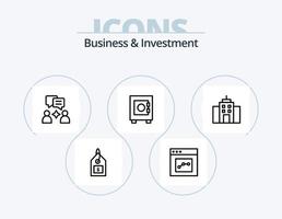 paquete de iconos de línea de negocios e inversiones 5 diseño de iconos. configuración. bulbo. usuario. oficina. bolsa vector