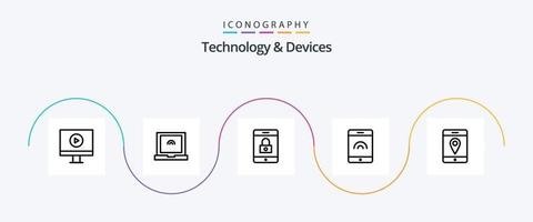 paquete de iconos de la línea 5 de dispositivos que incluye . móvil. móvil vector