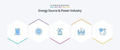 Energy Source And Power Industry 25 Blue icon pack including energy. energy. growth. hand. conservation vector