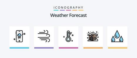 la línea meteorológica llenó el paquete de 5 íconos que incluye. clima. servidor. soleado. clima. diseño de iconos creativos vector