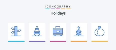 Holidays Blue 5 Icon Pack Including wedding. marriage. holiday. star. tree. Creative Icons Design vector