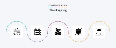 Thanksgiving Glyph 5 Icon Pack Including season. flora. holiday. autumn. thanksgiving vector