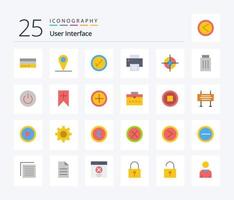 User Interface 25 Flat Color icon pack including target. user. interface. line. basic vector