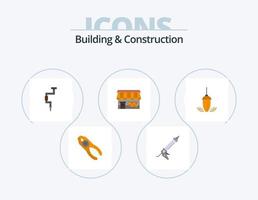 Building And Construction Flat Icon Pack 5 Icon Design. market. shop. construction. well. tool vector